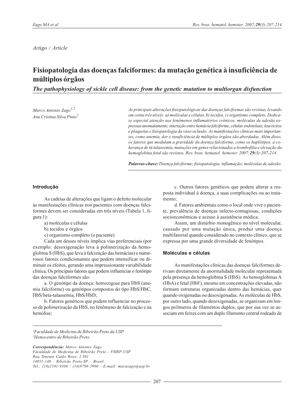 Fisiopatologia Das Doenças Falciformes: Da