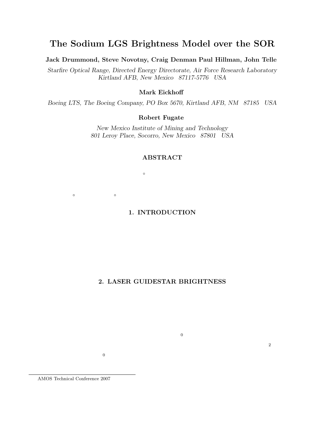 The Sodium LGS Brightness Model Over the SOR