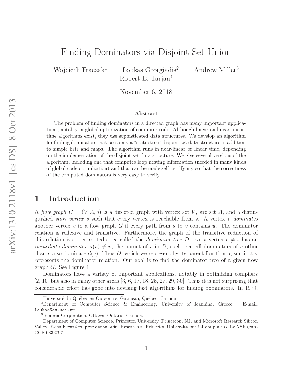Finding Dominators Via Disjoint Set Union