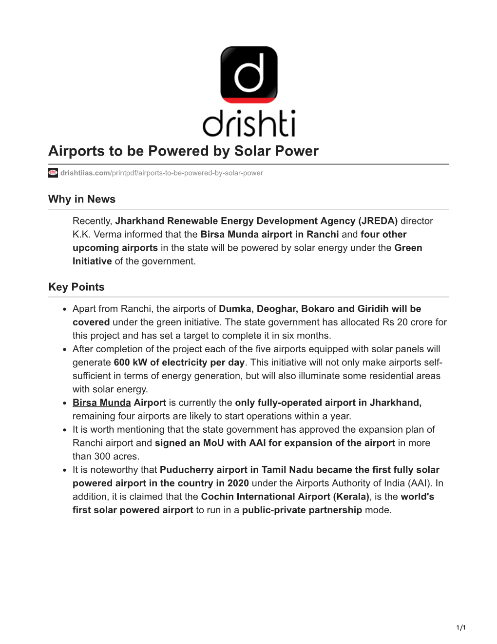 Airports to Be Powered by Solar Power