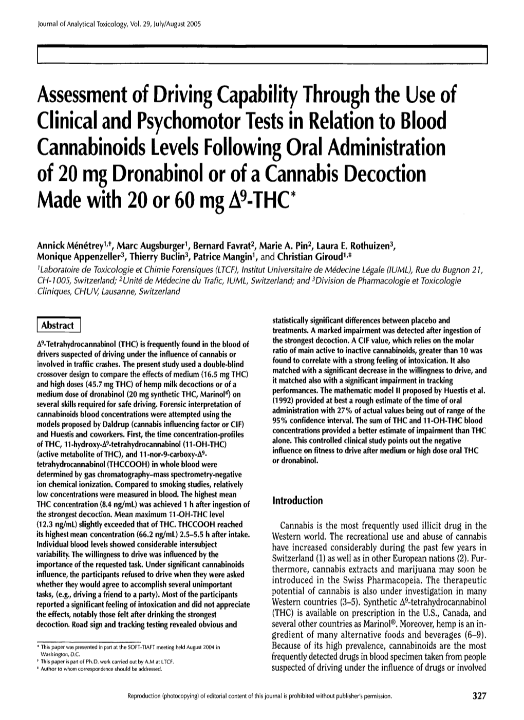 Assessment of Driving Capability Through the Use Of