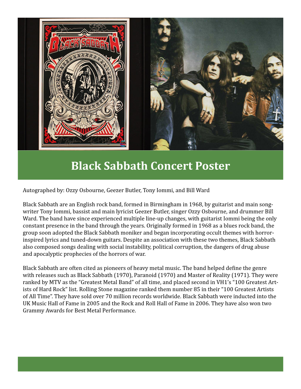 Black Sabbath Concert Poster