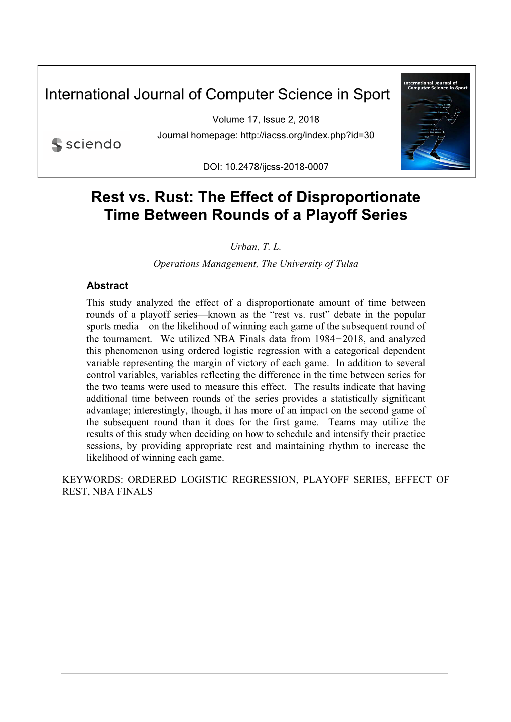 Rest Vs. Rust: the Effect of Disproportionate Time Between Rounds of a Playoff Series