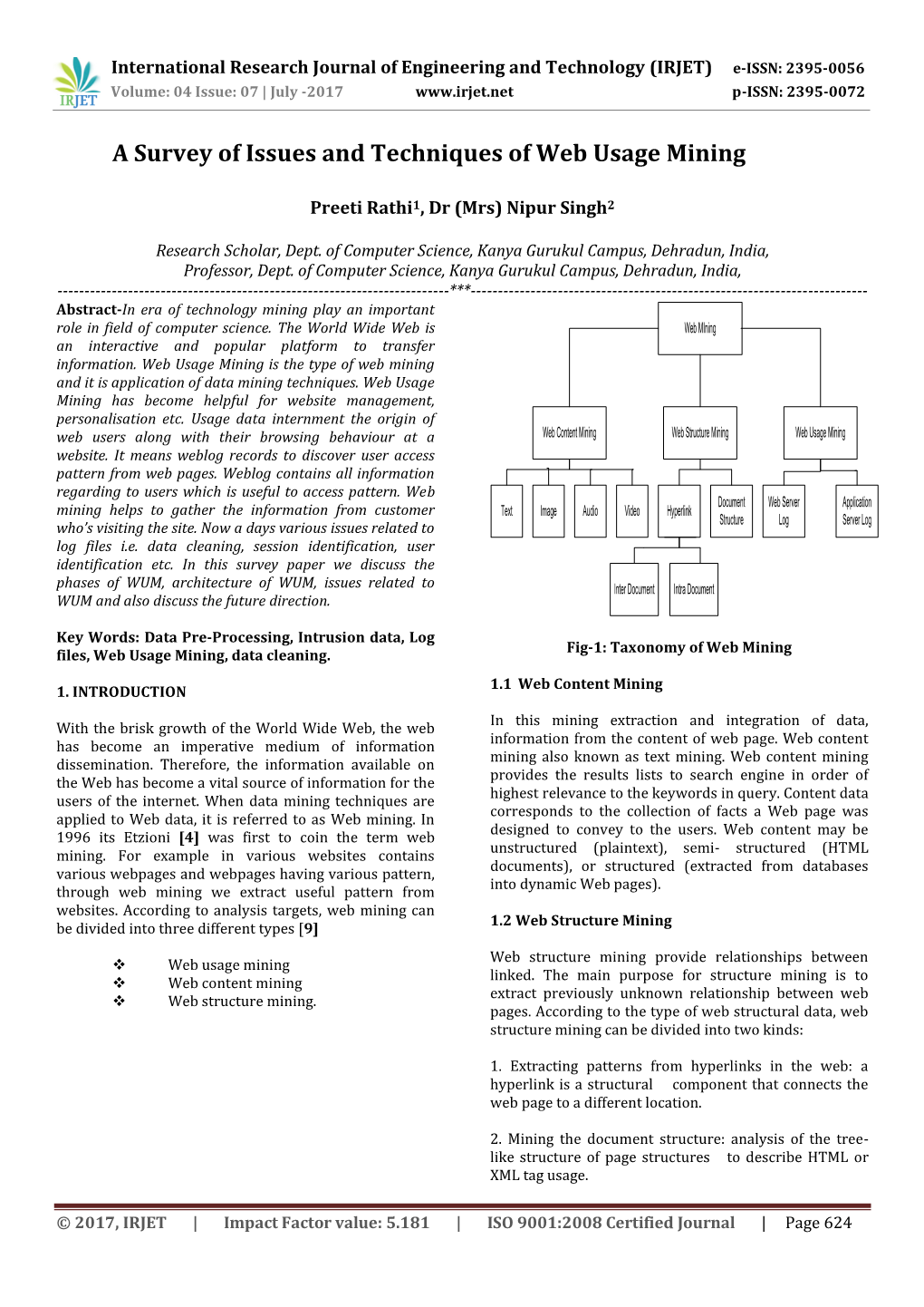 A Survey of Issues and Techniques of Web Usage Mining