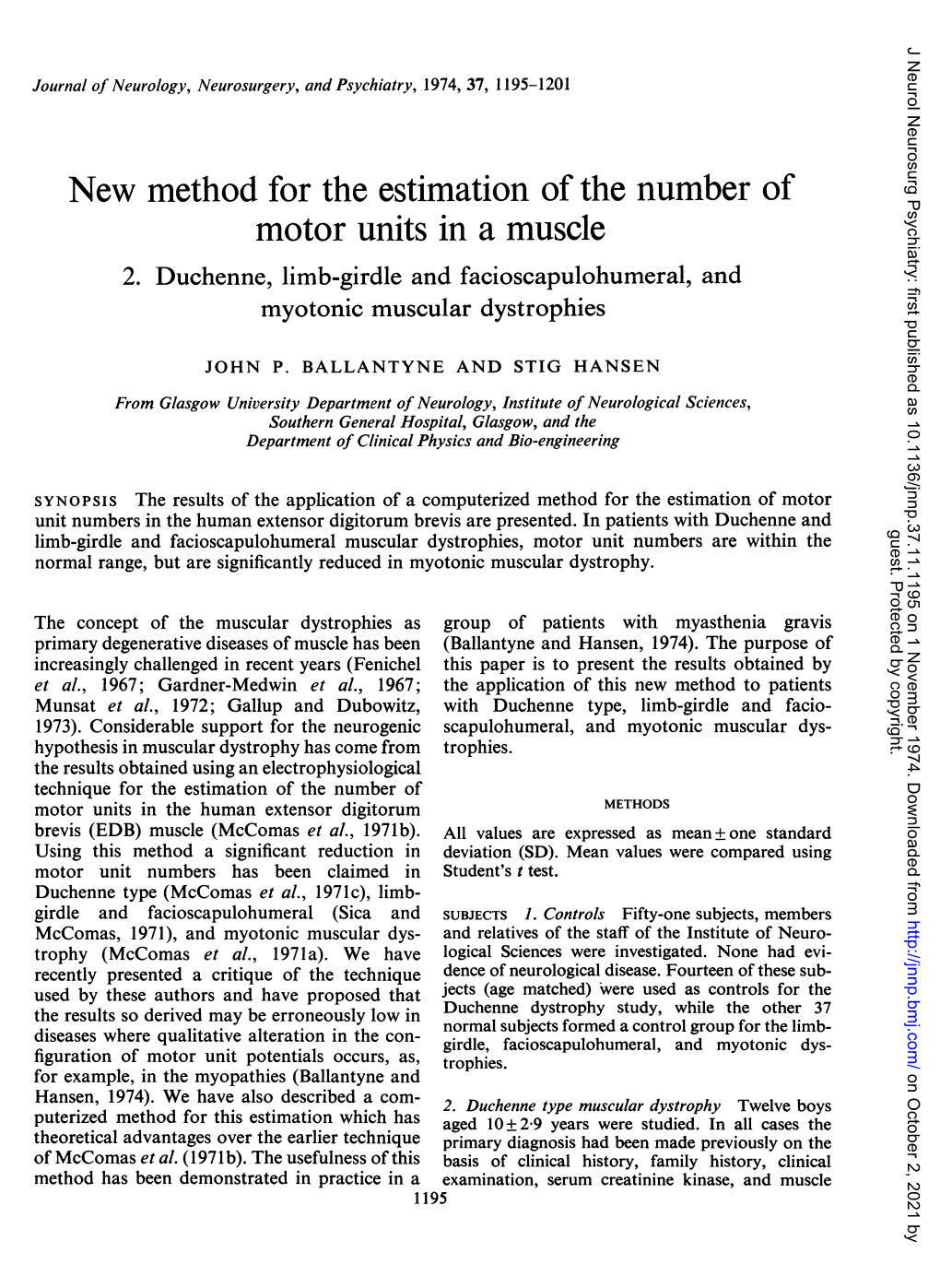 New Method for the Estimation of the Number of Motor Units in a Muscle 2