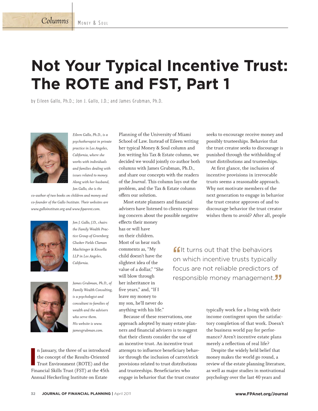 Not Your Typical Incentive Trust: the ROTE and FST, Part 1