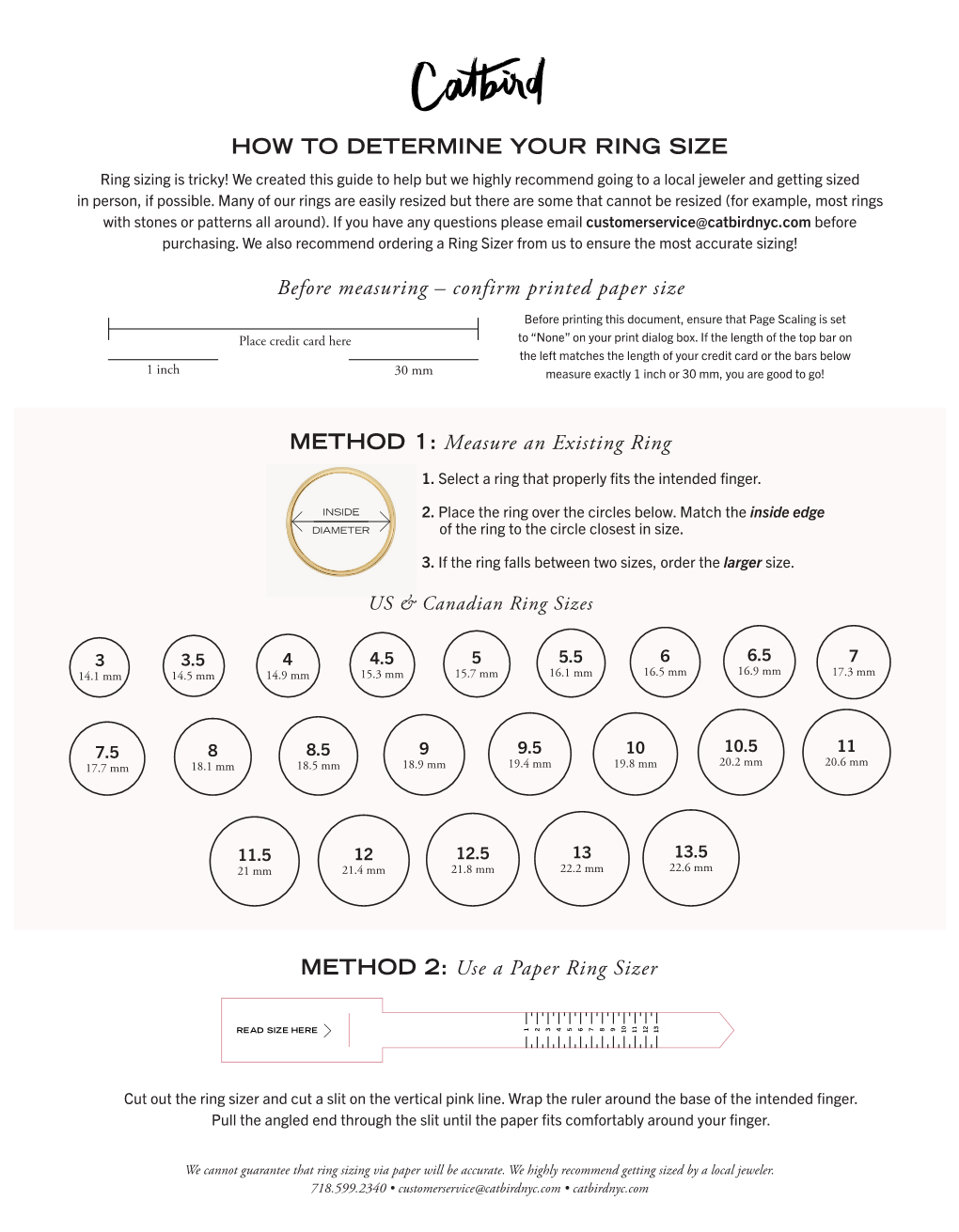 Ring Size Chart