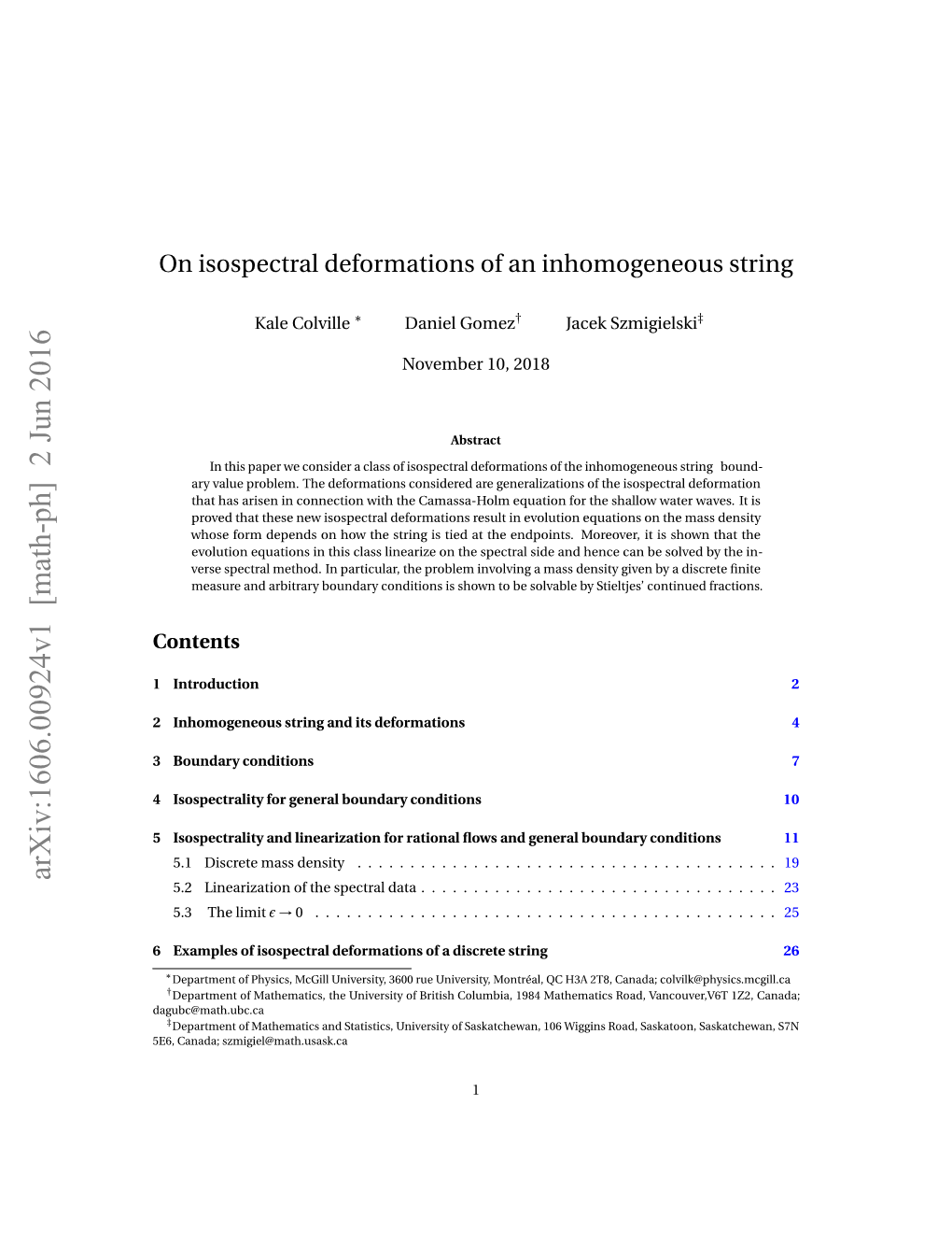On Isospectral Deformations of an Inhomogeneous String