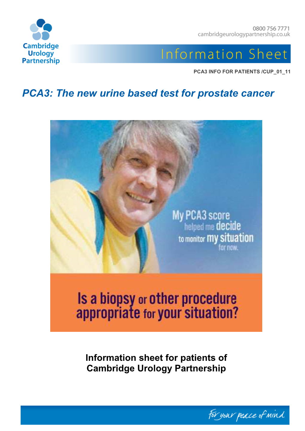 Pca3 Info for Patients /Cup 01 11