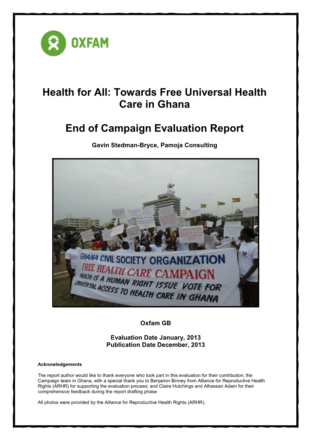 Towards Free Universal Health Care in Ghana