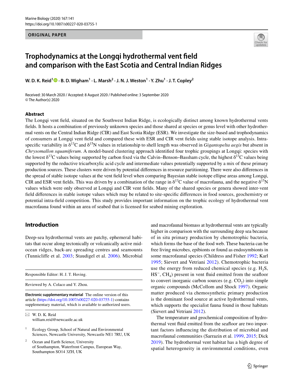 Trophodynamics at the Longqi Hydrothermal Vent Field And