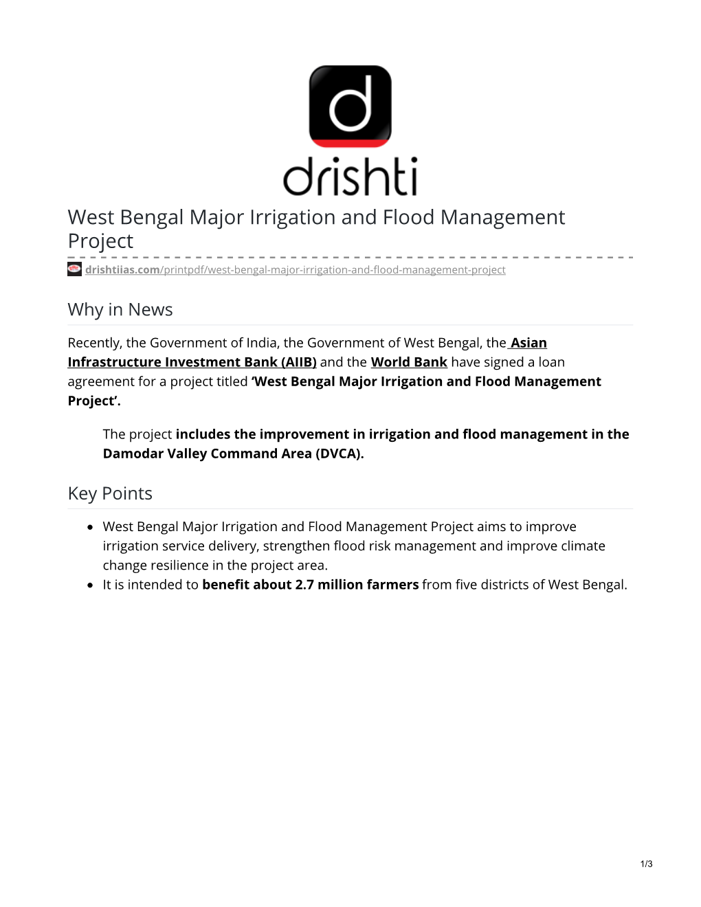 West Bengal Major Irrigation and Flood Management Project