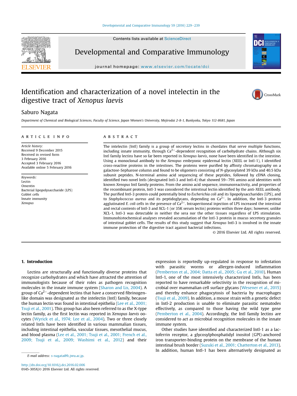 Identification and Characterization of a Novel Intelectin in the Digestive Tract