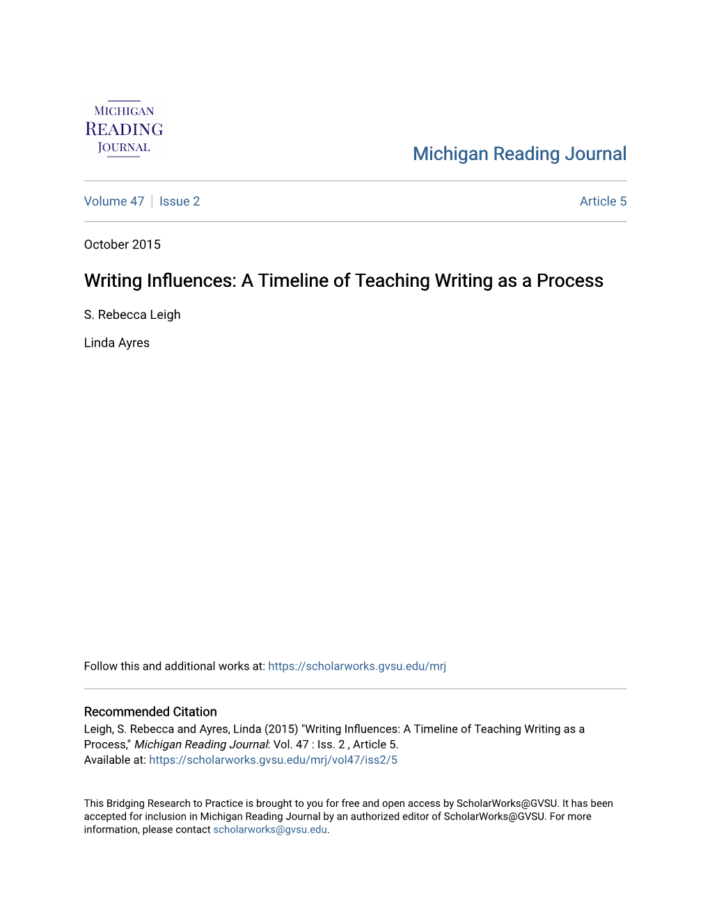 A Timeline of Teaching Writing As a Process by S