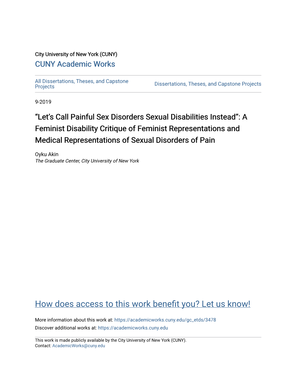 Let's Call Painful Sex Disorders Sexual Disabilities Instead
