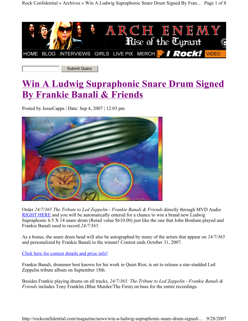 Win a Ludwig Supraphonic Snare Drum Signed by Frankie Banali & Friends