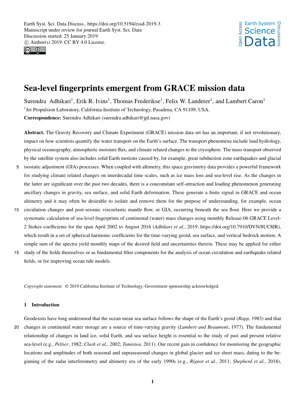 Sea-Level Fingerprints Emergent from GRACE Mission Data