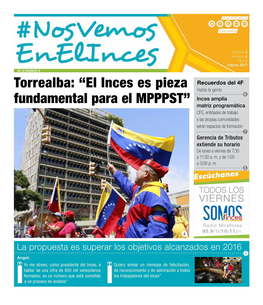 Torrealba: “El Inces Es Pieza Fundamental Para El Mpppst”