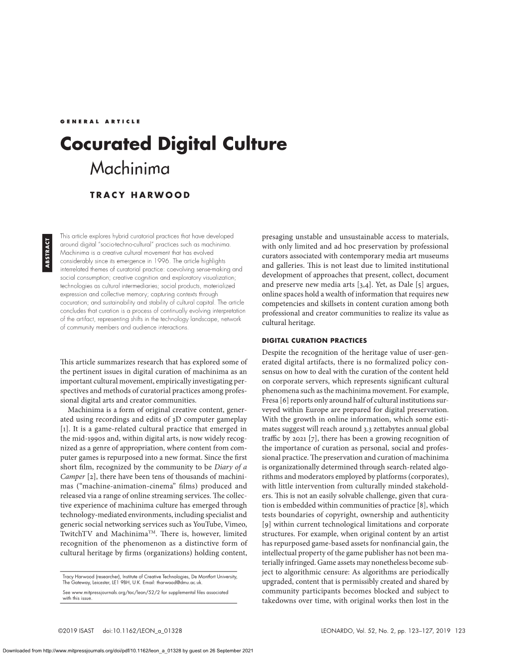 Cocurated Digital Culture Machinima