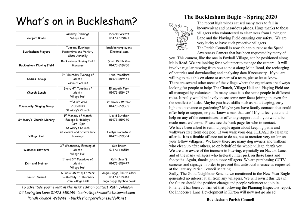 Bucklesham Bugle Spring 2020