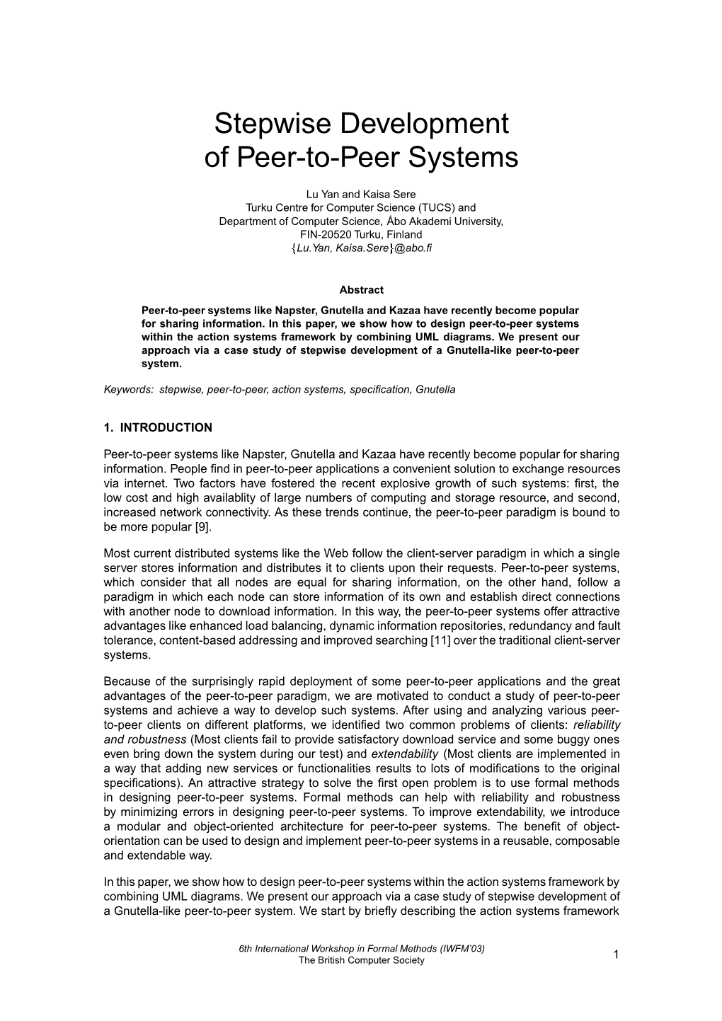 Stepwise Development of Peer-To-Peer Systems