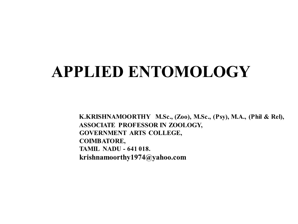 Applied Entomology