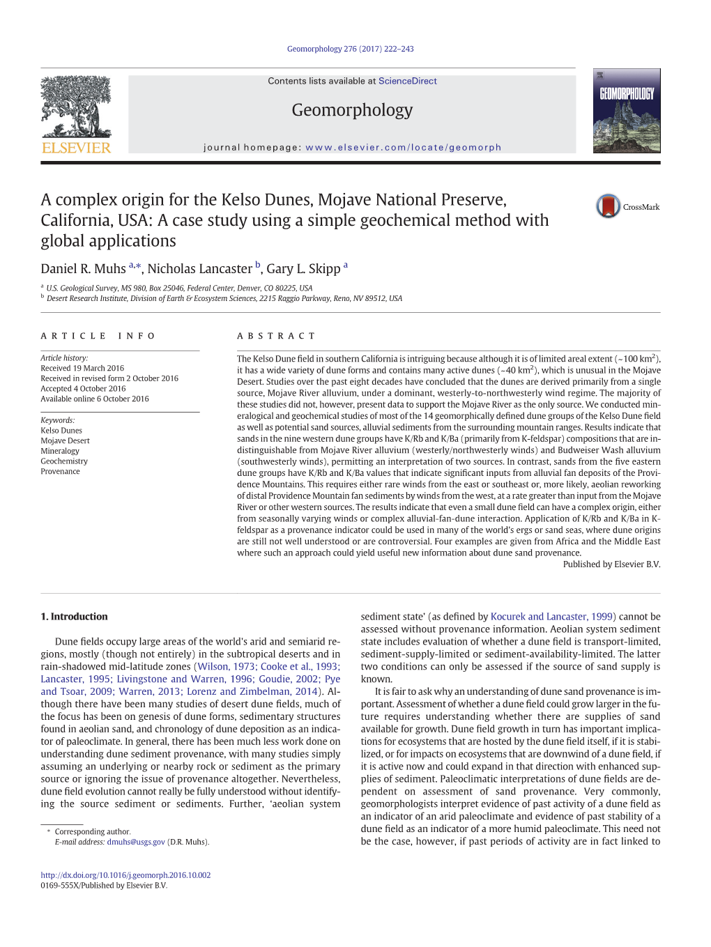 A Complex Origin for the Kelso Dunes, Mojave National Preserve, California, USA: a Case Study Using a Simple Geochemical Method with Global Applications