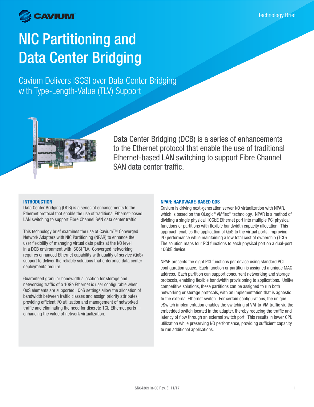 NIC Partitioning and Data Center Bridging