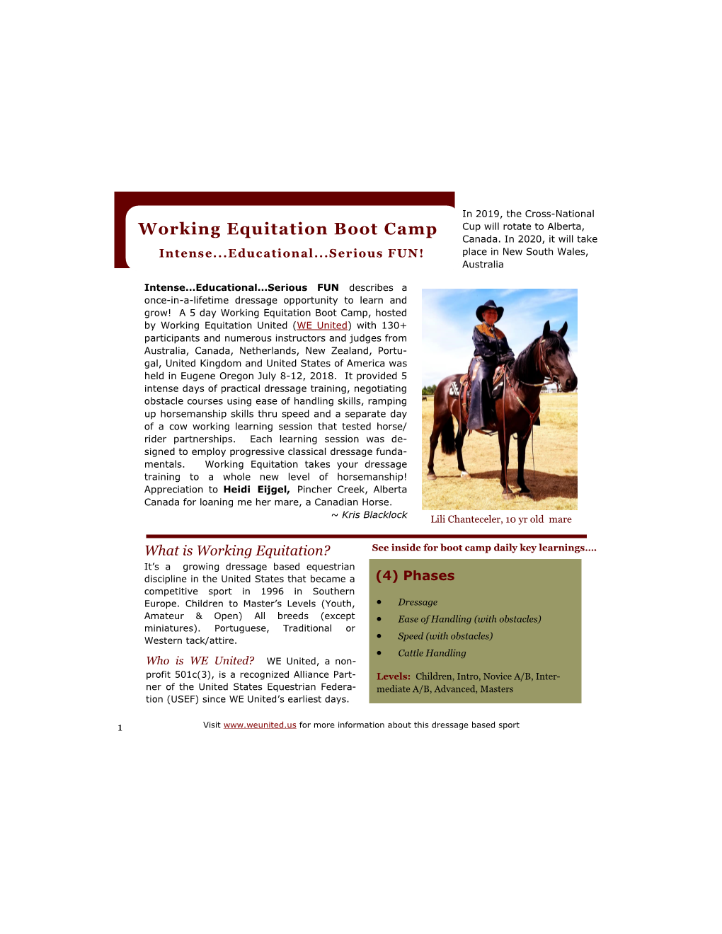 Working Equitation Boot Camp Cup Will Rotate to Alberta, Canada
