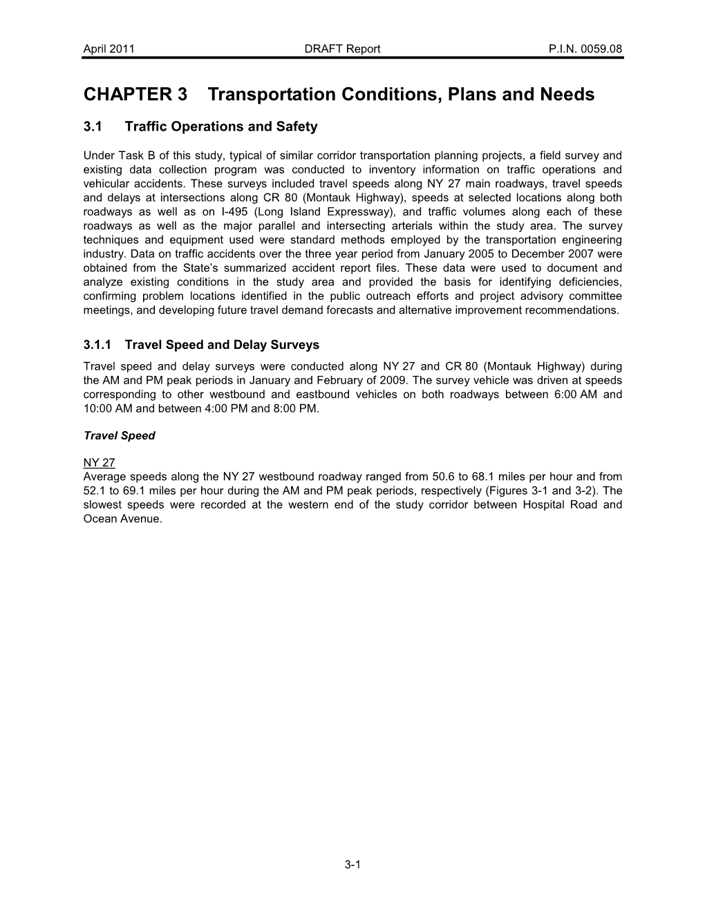 CHAPTER 3 Transportation Conditions, Plans and Needs