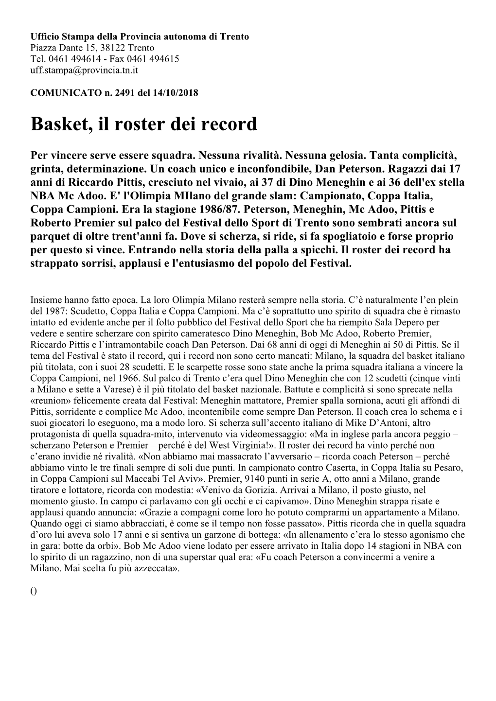 Basket, Il Roster Dei Record