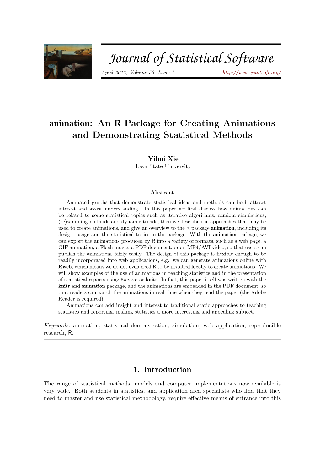 An R Package for Creating Animations and Demonstrating Statistical Methods