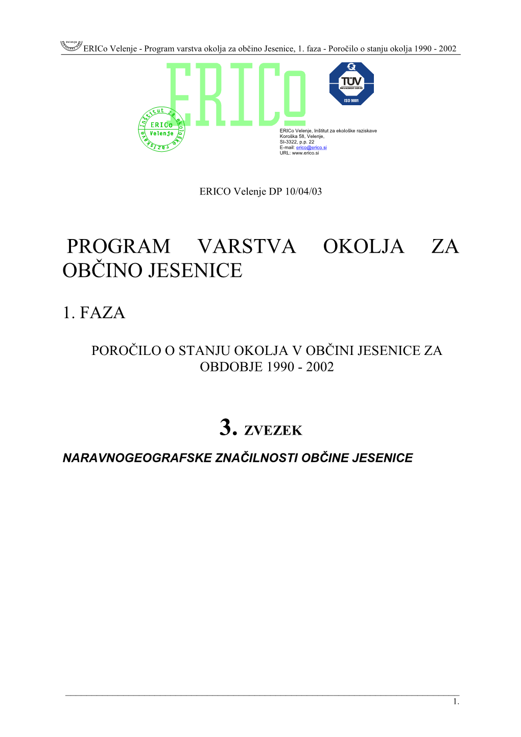 Poročilo O Stanju Okolja V Občini Jesenice Za