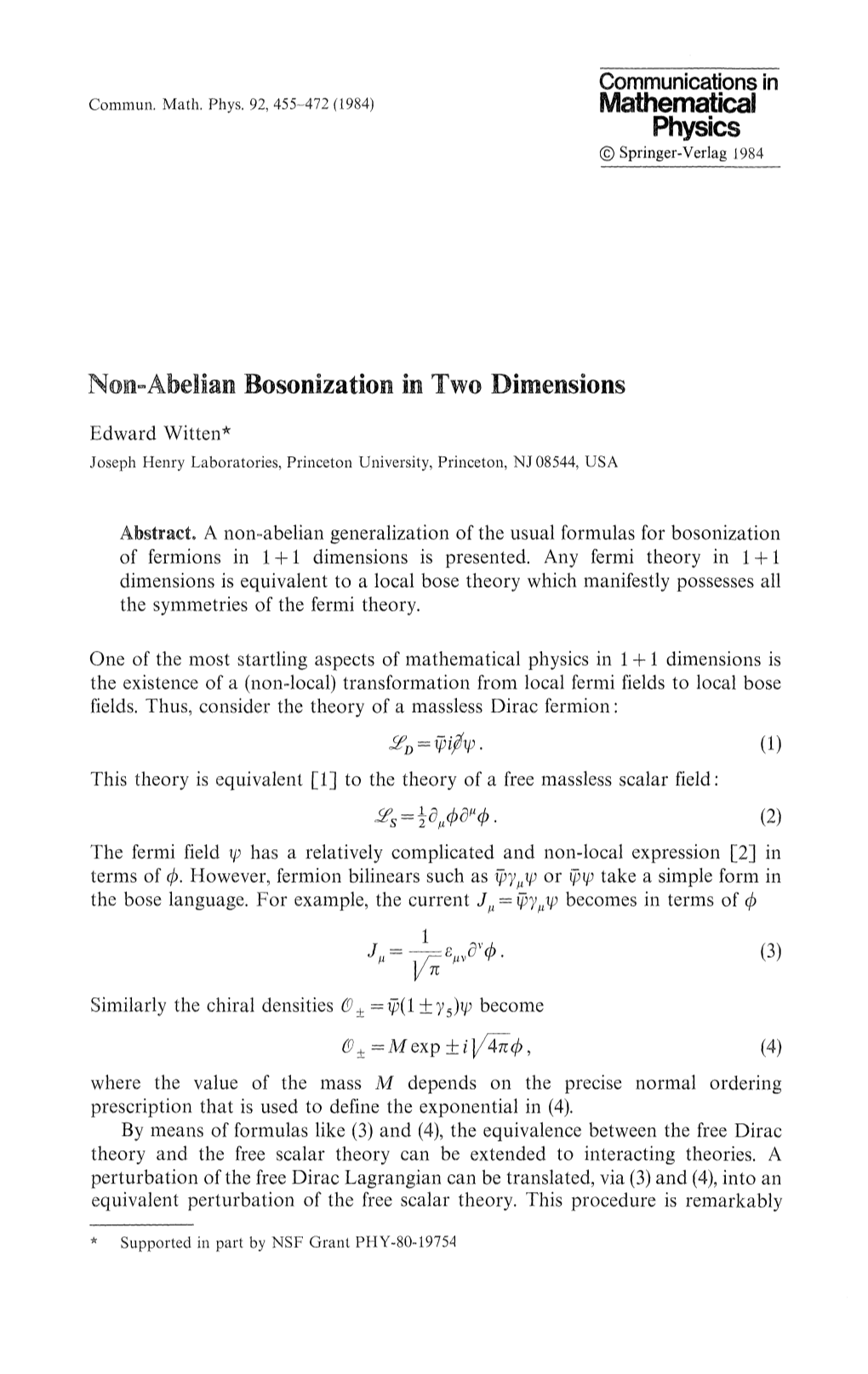 Physics Noe-Άbeliaii Boscmizatioii in Two Dimensions