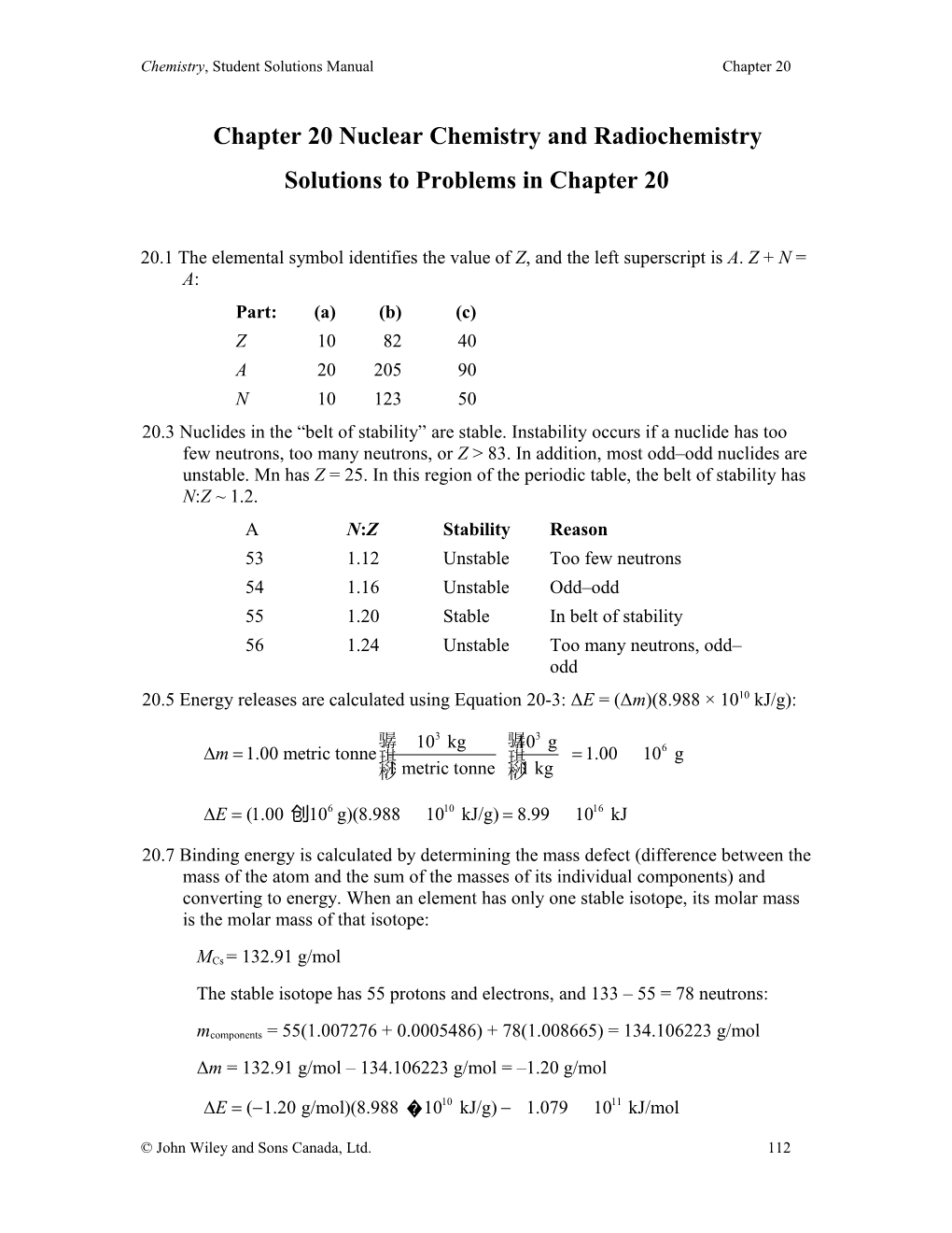 Chapter 20 Nuclear Chemistry and Radiochemistry