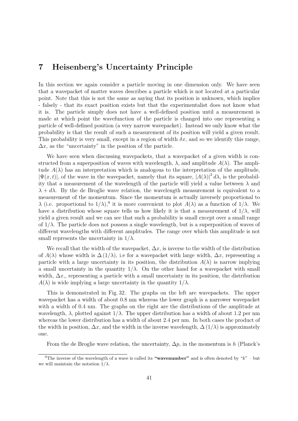 7 Heisenberg's Uncertainty Principle