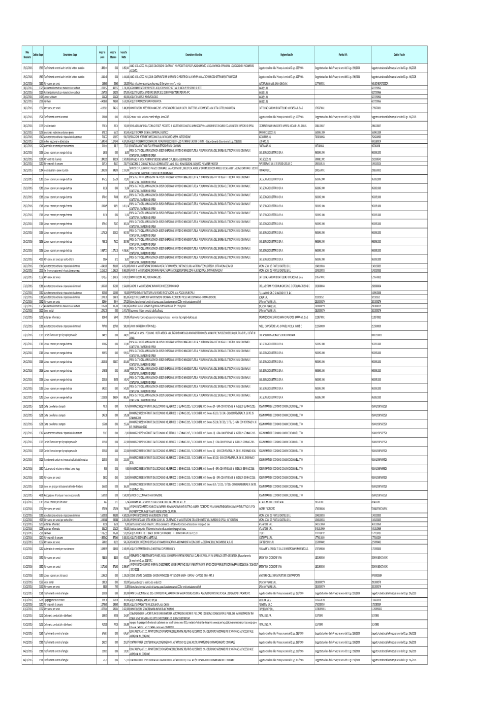 Pagamenti2016-Comune Di Dormelletto