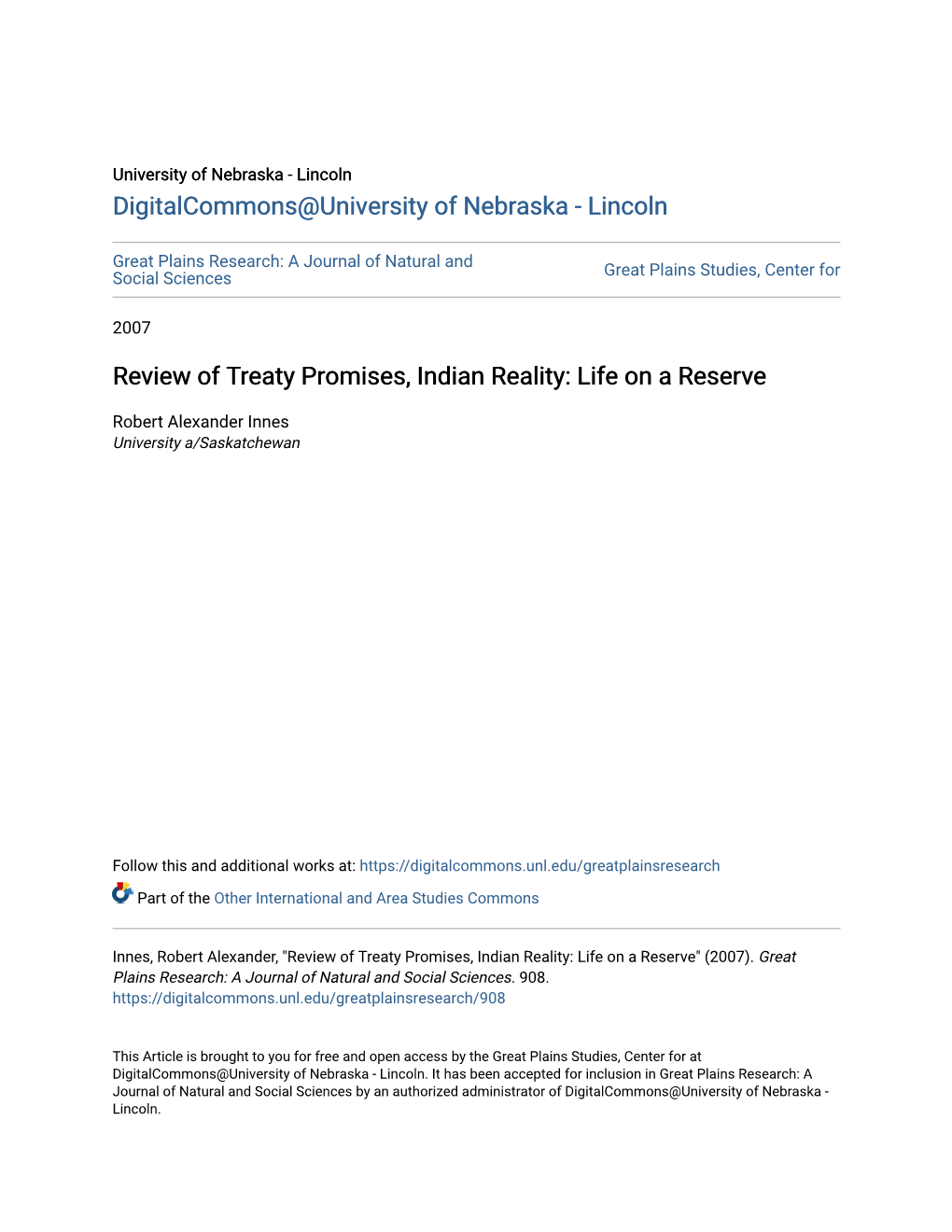 Review of Treaty Promises, Indian Reality: Life on a Reserve