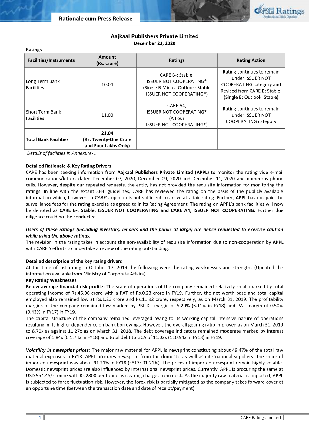 Rationale Cum Press Release Aajkaal Publishers Private Limited