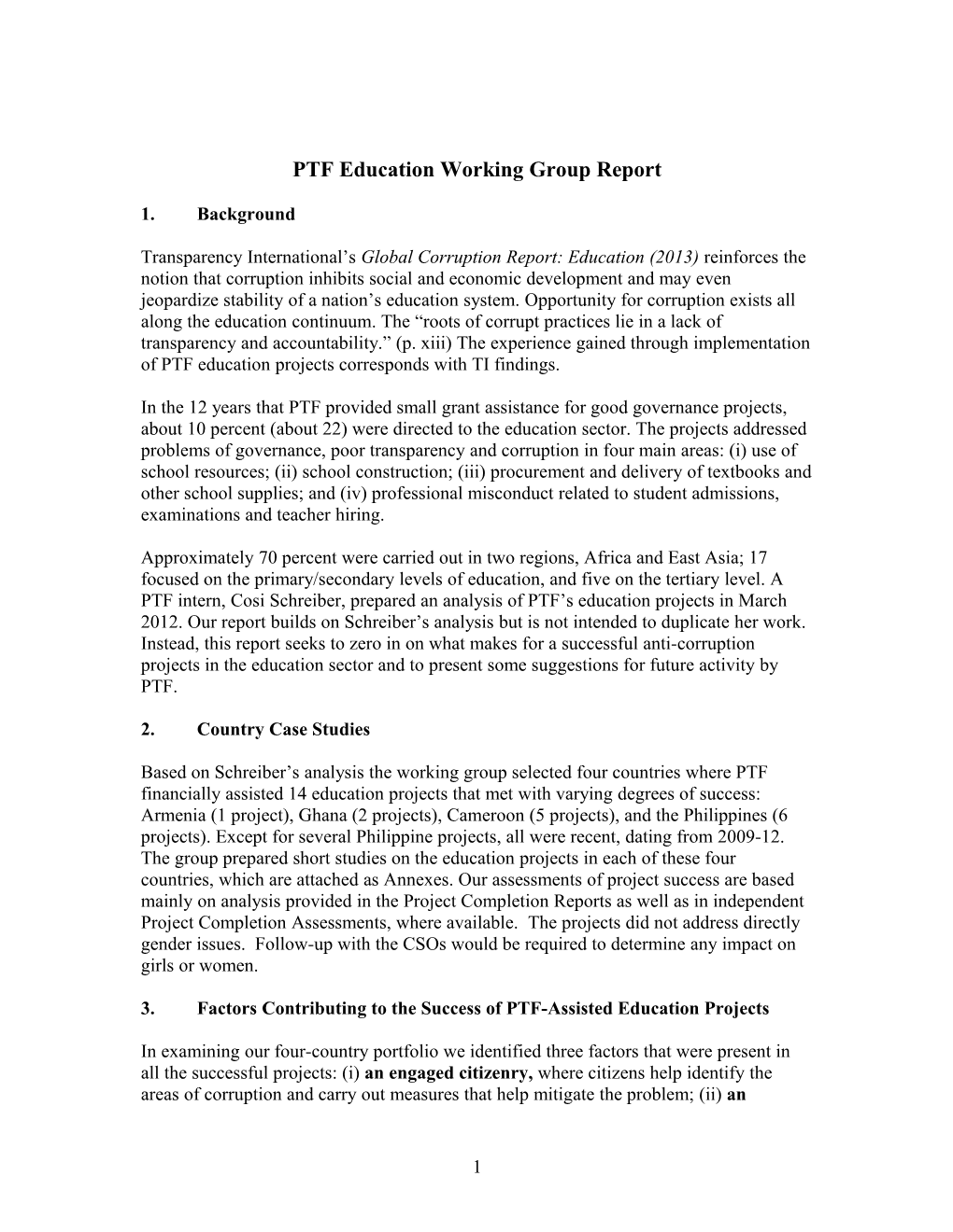 PTF Education Working Group Report