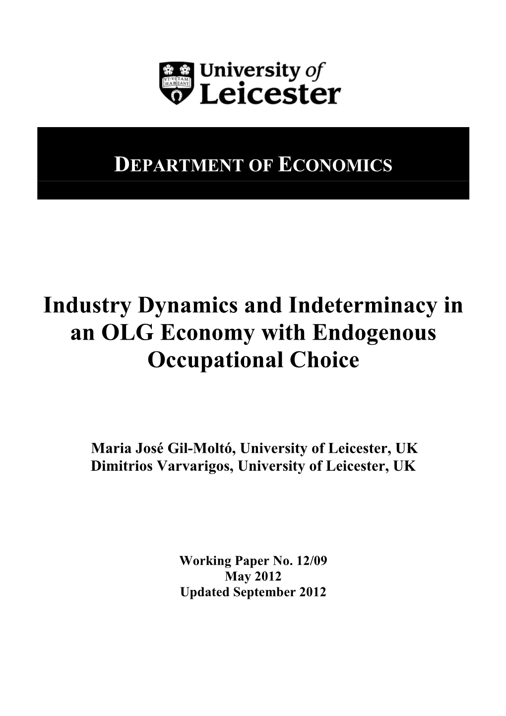 Industry Dynamics and Indeterminacy in an OLG Economy with Endogenous Occupational Choice