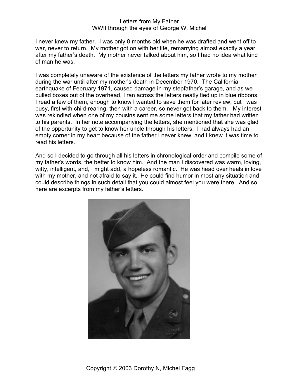 Letters from My Father WWII Through the Eyes of George W