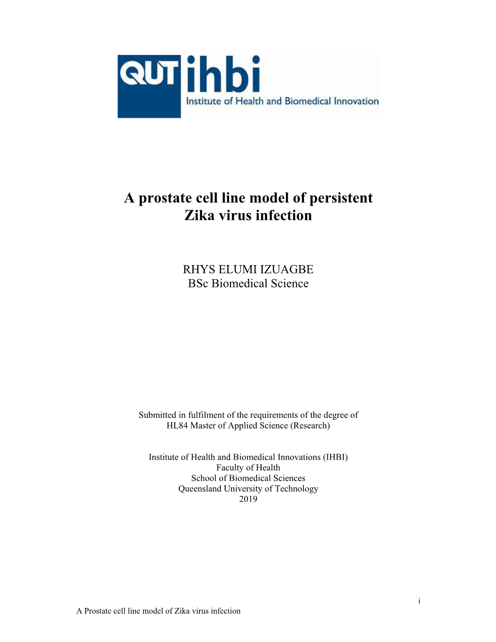 A Prostate Cell Line Model of Persistent Zika Virus Infection