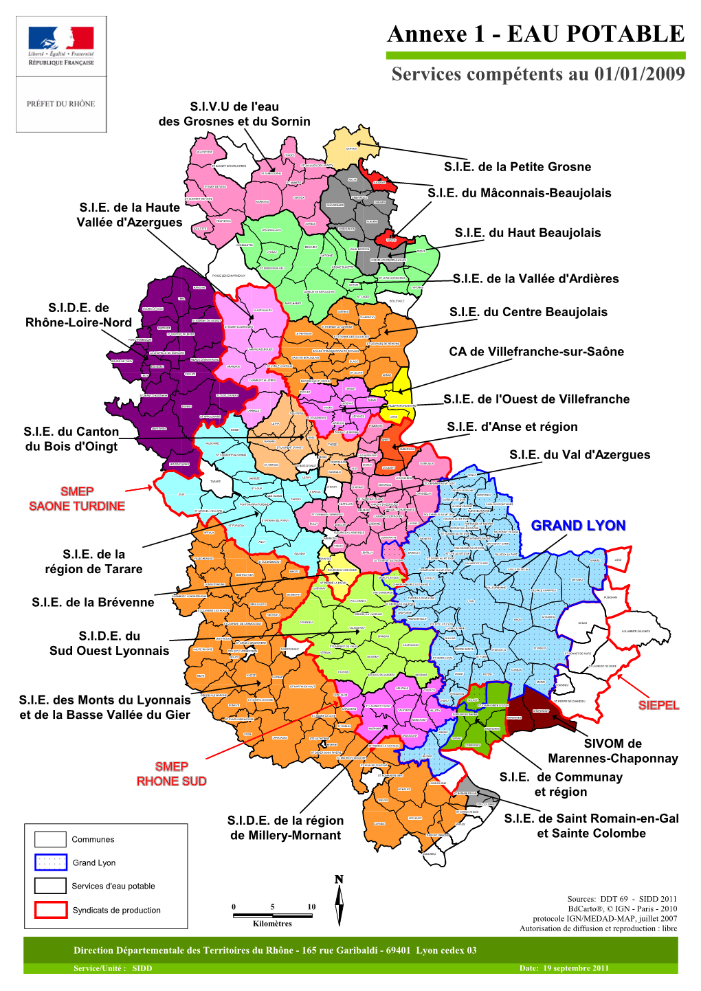 Annexe 1 - EAU POTABLE Services Compétents Au 01/01/2009