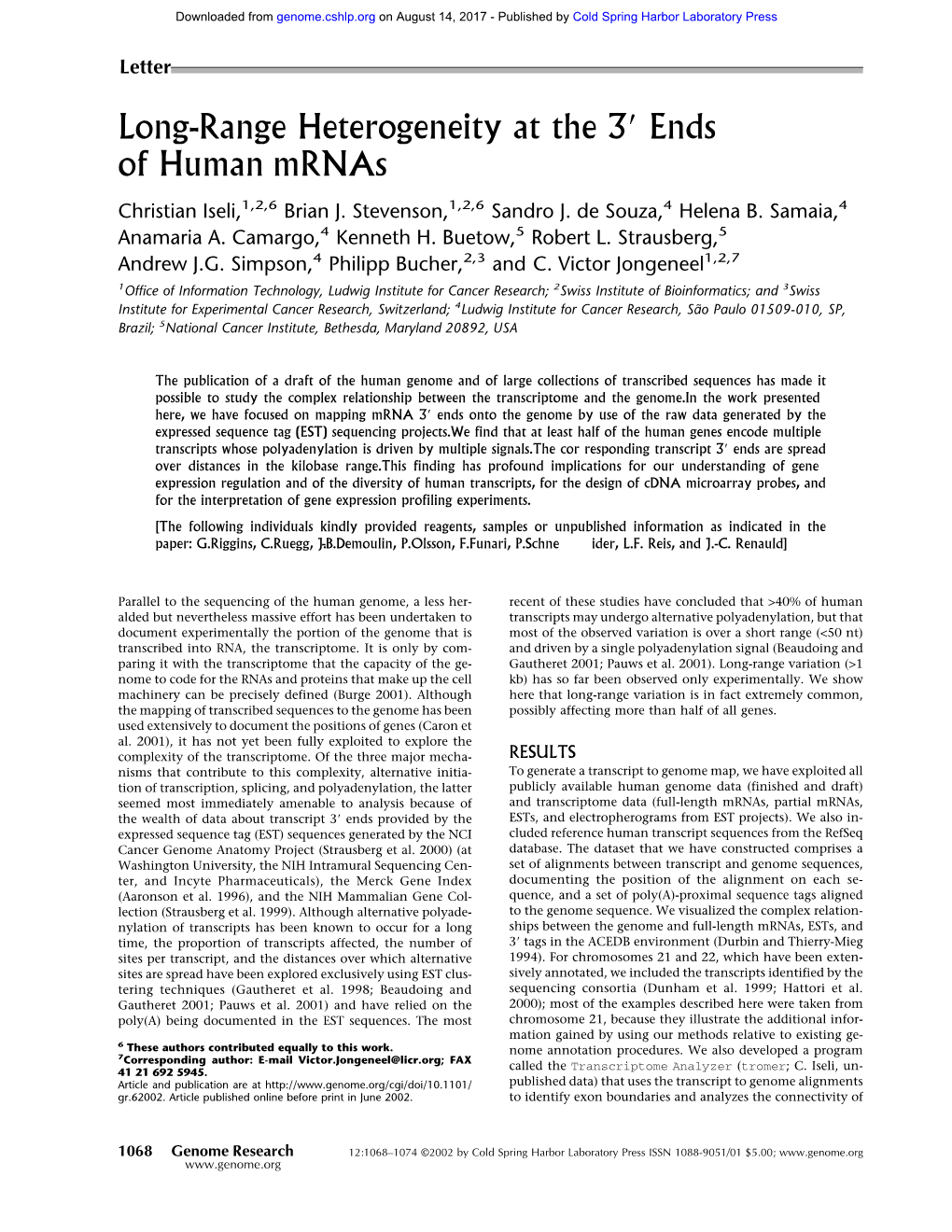 Long-Range Heterogeneity at the 3 Ends of Human Mrnas