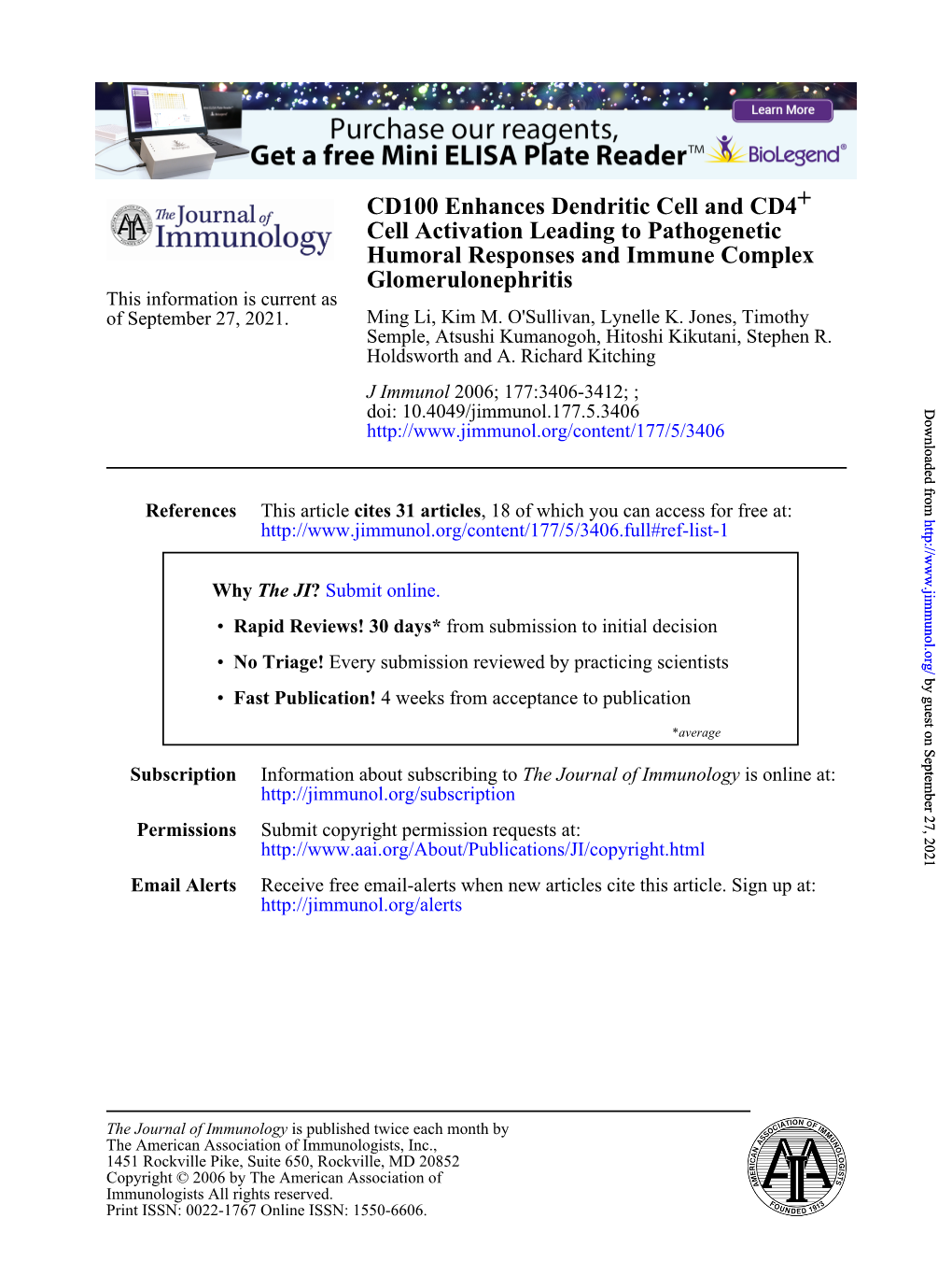 Glomerulonephritis Humoral Responses and Immune Complex