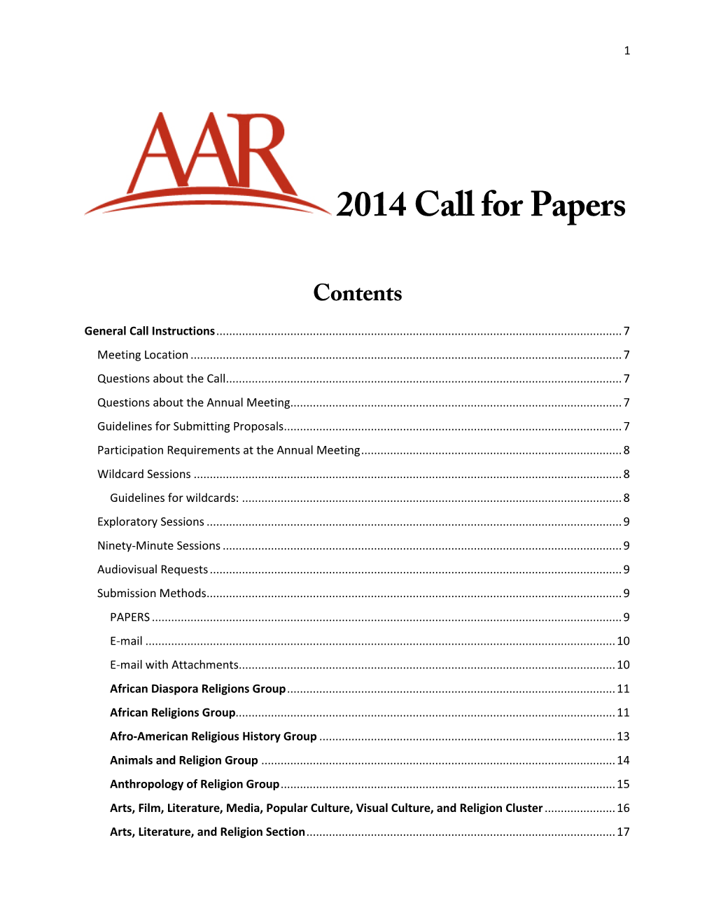 2014 Call for Papers