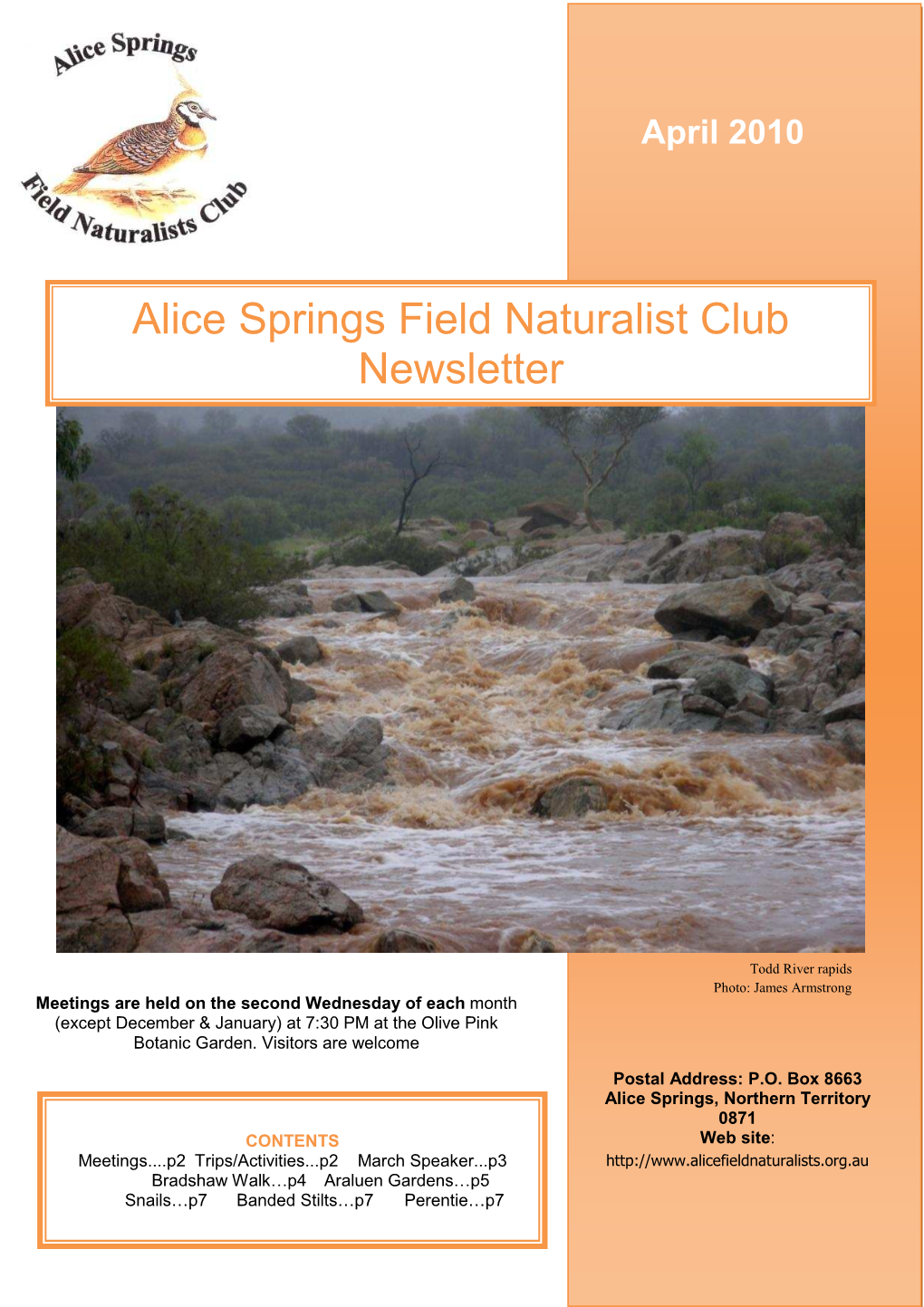 Alice Springs Field Naturalist Club Newsletter