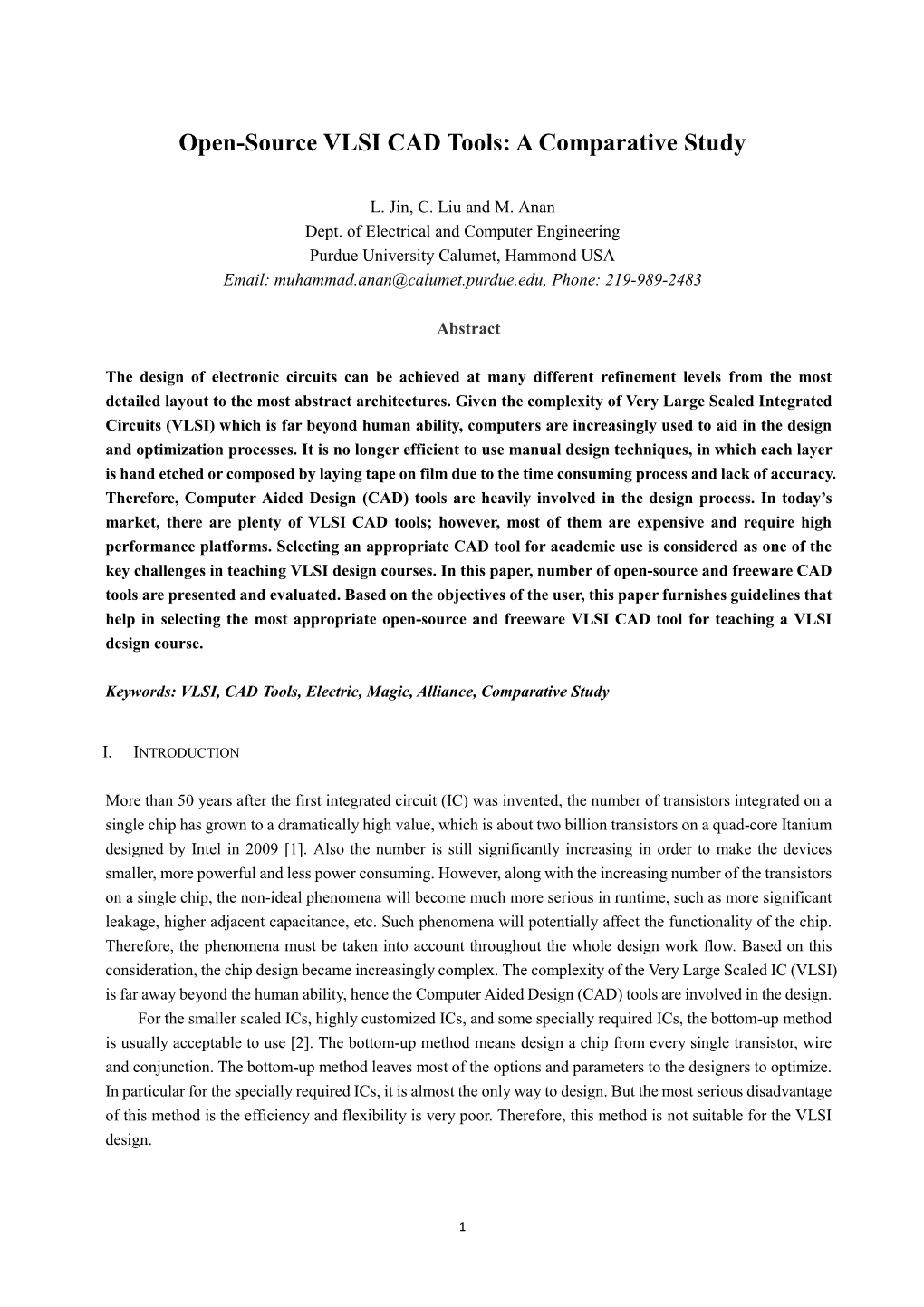 Open-Source VLSI CAD Tools: a Comparative Study