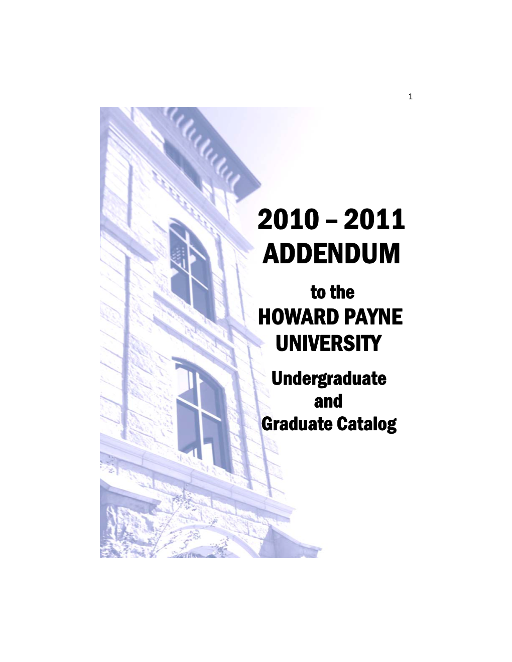 2010-2011 Catalog Addendum